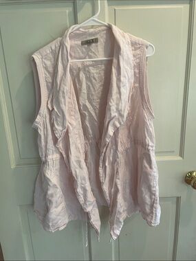 Flax Light Pink Sleeveless Draped Open Vest